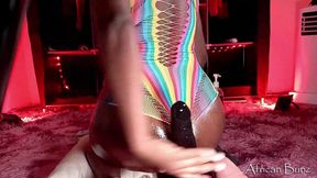 Naughty Librarian Wearing Rainbow Colored Lingerie Found the Biggest She Could Find to Stretch Her Pussy with - 12-inch Monster