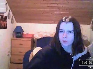 Pretty skinny brunette solo teen webcam teasing