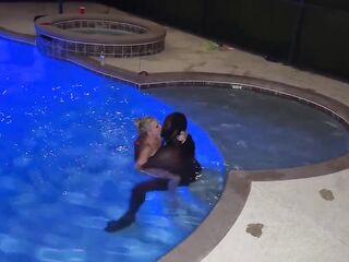 Tiny Hotwife Bella Stripped Gets Tag Teamed by 2 Ebony Jocks
