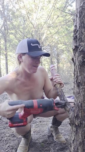 Redhead Fucks Pussy in Woods Squirting All Over