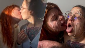 MILF GF gives cum facial in deepthroat BJ