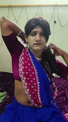 Cumming in Saree
