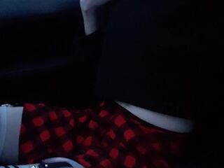 Public femboy/crosdresser jerks off in car with biggest ejaculation