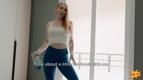 Redhead teen Mollyredwolf gives sloppy blowjob and rides cock in cowgirl