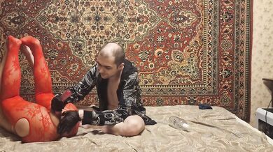 Man fuck beautiful Russian girl Anastasia anal dildo home amateur