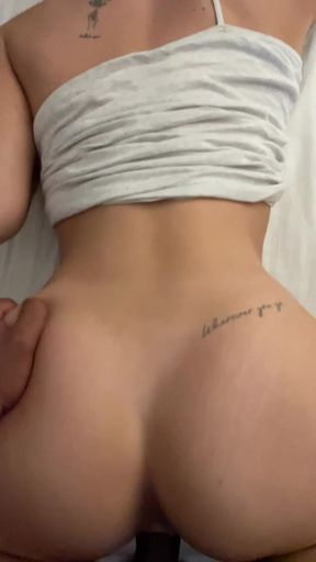 Hot babe takes big dick in doggy style position