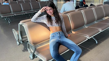 Risky Wetting Jeans in AIRPORT Public Pee Desperation