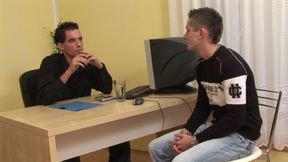 Threesome gay action with dildo involved