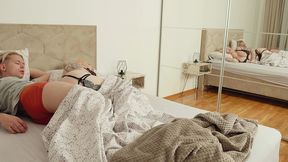 step mom step son taboo vacation: husband ditches train, they share bed & explode in morning
