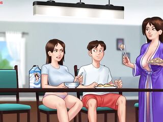 Summertime Saga 03 - Pervert Slut With Huge Big Boobs Loves Making Him Very Horny - Big Boobs MILF Porn Game