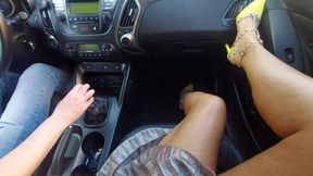 An Elegant Mature Lady with Beautiful Legs in High Heels Seduces a Taxi Driver in the Morning