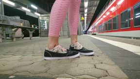 My feet at the train station