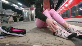 My feet at the train station