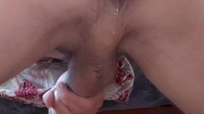 powerful anal masturbation of a male cunt with male squirt. hands-free cum
