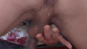 powerful anal masturbation of a male cunt with male squirt. hands-free cum
