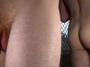 Bouncing uncut cock and ass in the mirror