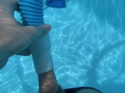 Sucked by a pool vacuum hoover and cum underwater (2022)