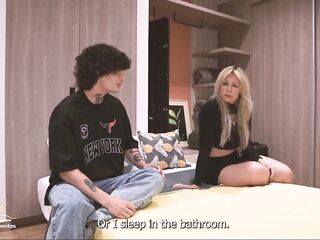 A stepmother ends up being fucked by her stepson whilst sharing a hotel bed - Monique Fuentes