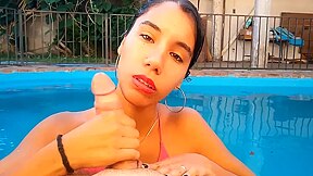 Argentine Slut Gives Me A Blowjob In The Pool