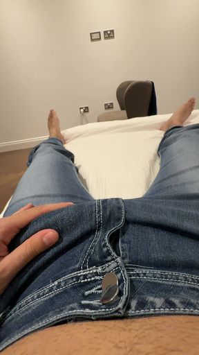 POV Solo Masturbation in Blue Jeans - Cumming in Fleshlight