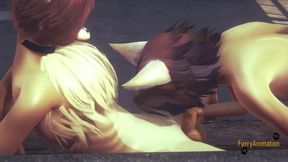 Furry fox gets throat wrecked then stuffed in the alleyway