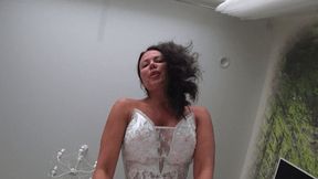 The giantess bride has under her wedding dress bb