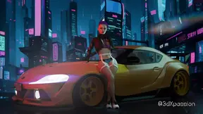 Neon Heat. Passionate sex with busty hot street girl in the neon room