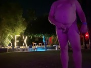 Walking naked in the resort