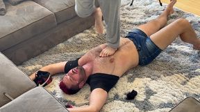 hard fag humiliation - foot worship, ball kicking/slapping, hard slapping...