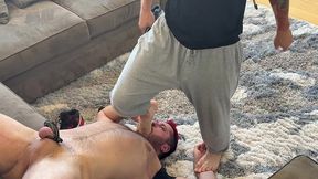 hard fag humiliation - foot worship, ball kicking/slapping, hard slapping...