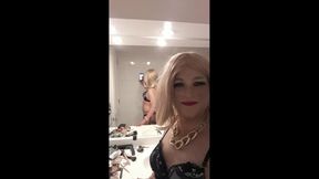 Crossdresser Fernanda Gomez Blonde in Tiny Lingerie