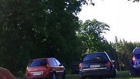 Dildofucking on a Parking Place
