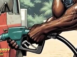 Jungle Gas Station: a Ebony Pump for a White Wife. BBC Wife Cuckold