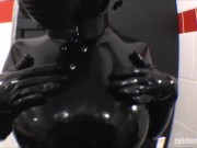 shining and testing my new rubber outfit with new gas mask