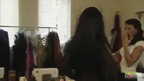Brunette babe churns on hard cock with lustful intent