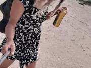femboy layboy con minivestido y tacones caminando en publico muy caliente