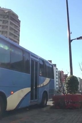 Crowded Bus Rush. Black Stockings Lady Feels Close Press, Curves Draw Eyes as She Guides It Closer - Part 1