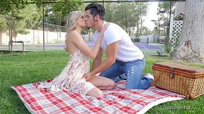 Skinny blonde gives her pussy for macho boyfriend