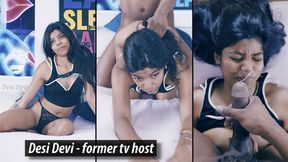 Desi Devi a former tv host fucked on the bed with huge facial