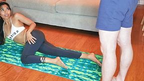 Horny stepborther fucked his flexible Asian stepsister after yoga training