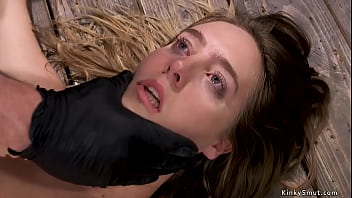 Whipped and vibrated brunette slave gets fucked hard