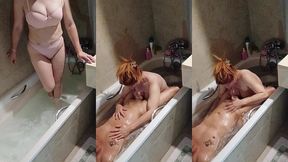 sexo oral en la banera con latina combiana culona