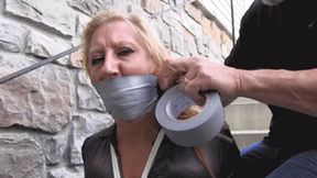 d2509CRYSTAL-Party Girl finds herself hogtied and gagged with her tits out and her panties down