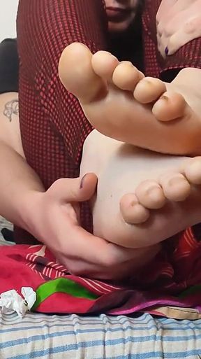 Oiled feet massage