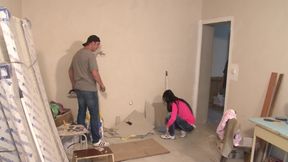 Sexy Girl Gets Railed by Worker&#039;s Huge Dick and Cumshot