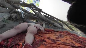 Pussy Flash! My French Teacher MissCreamy Masturbates on Beach &amp; Help Her!