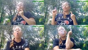 close up of Asian Jasmine Jade Smoking and Coughing outside volume 37 Non Nude ****mp4****