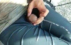 Public Masturbation: Airport Pee and Cum