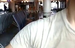 Public Masturbation: Airport Pee and Cum