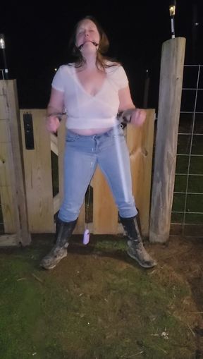 Farm Girl on Gate Left to Cum (Piss or Squirt Find out on OF)